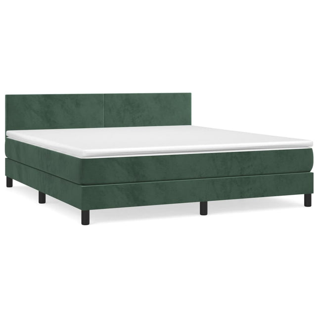 Giroletto a Molle con Materasso Verde Scuro 160x200 cm Velluto