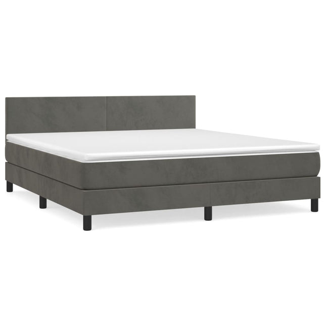 Giroletto a Molle con Materasso Grigio Scuro 180x200 cm Velluto