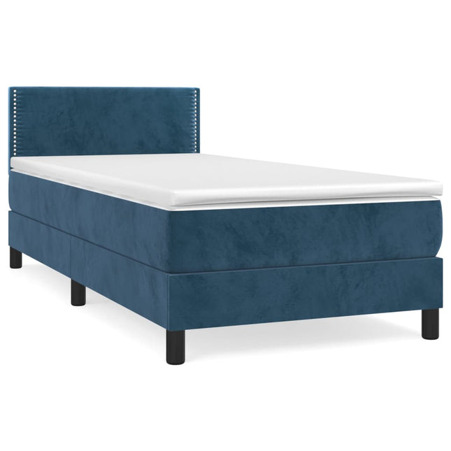 Giroletto a Molle con Materasso Blu Scuro 80x200 cm in Velluto