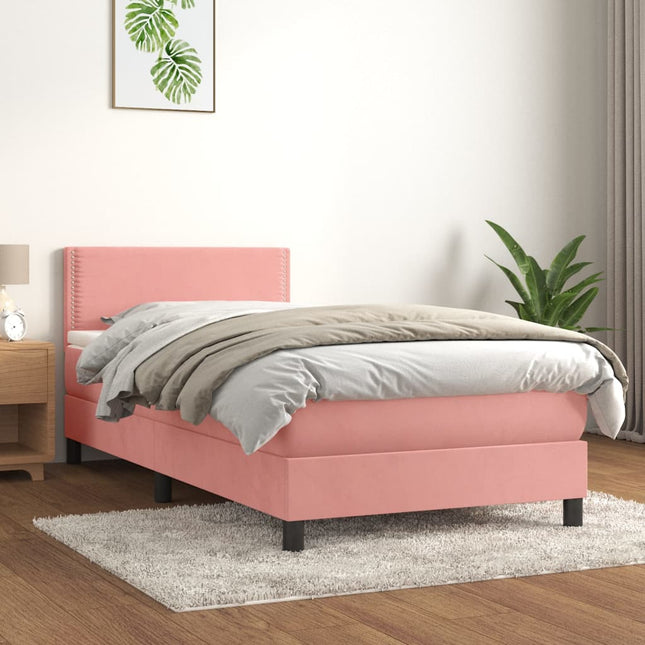 Giroletto a Molle con Materasso Rosa 80x200 cm in Velluto