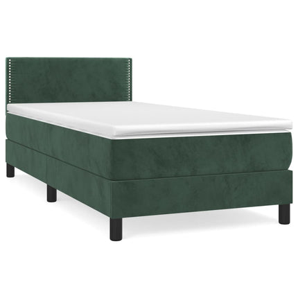 Giroletto a Molle con Materasso Verde Scuro 90x190 cm Velluto