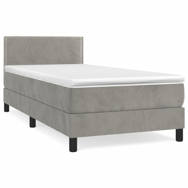 Giroletto a Molle con Materasso Grigio Chiaro 100x200cm Velluto