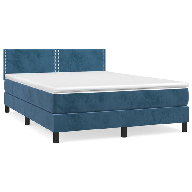 Giroletto a Molle con Materasso Blu Scuro 140x190 cm in Velluto