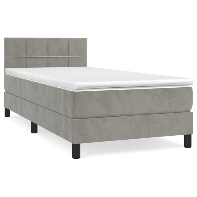Giroletto a Molle con Materasso Grigio Chiaro 100x200cm Velluto