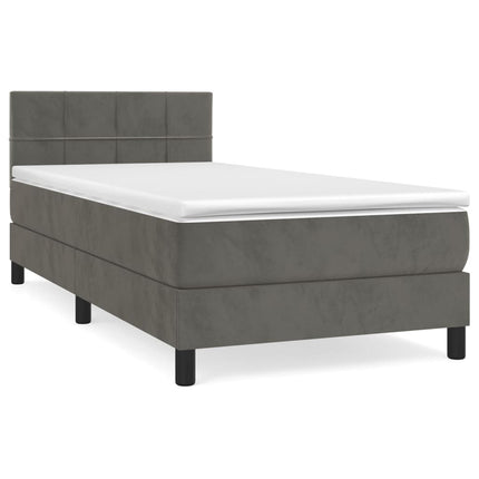 Giroletto a Molle con Materasso Grigio Scuro 100x200 cm Velluto