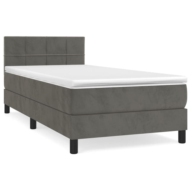 Giroletto a Molle con Materasso Grigio Scuro 100x200 cm Velluto