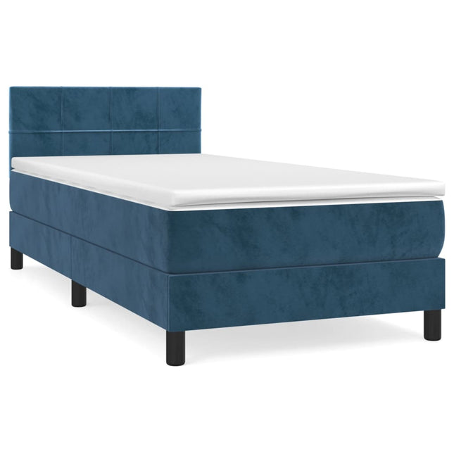 Giroletto a Molle con Materasso Blu Scuro 100x200 cm in Velluto