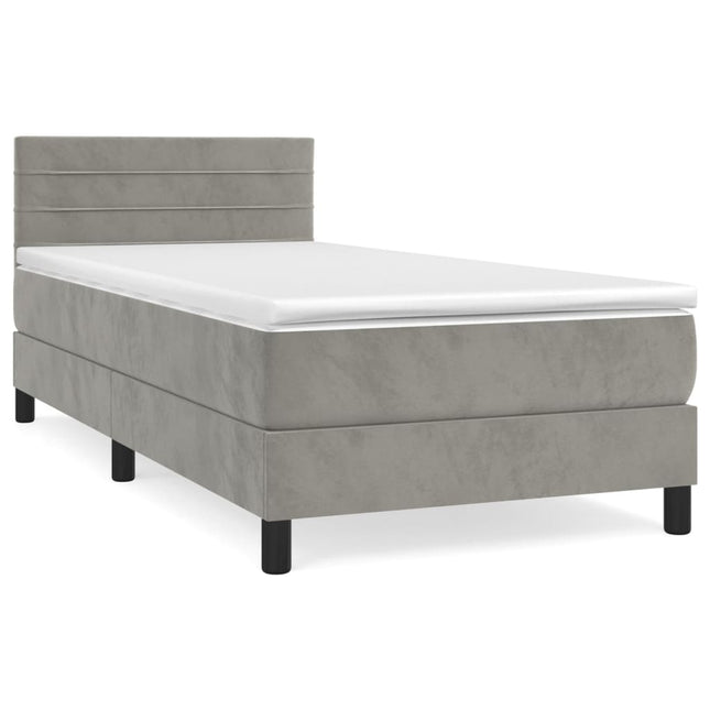 Giroletto a Molle con Materasso Grigio Chiaro 80x200 cm Velluto