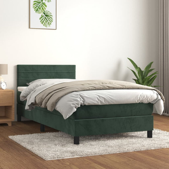 Giroletto a Molle con Materasso Verde Scuro 80x200 cm Velluto