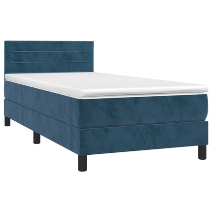 Giroletto a Molle con Materasso Blu Scuro 80x200 cm in Velluto