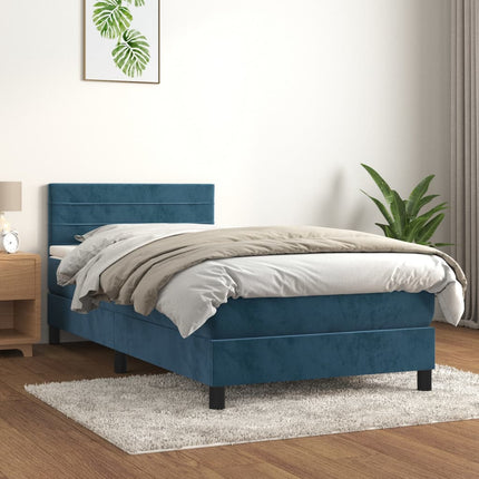 Giroletto a Molle con Materasso Blu Scuro 80x200 cm in Velluto