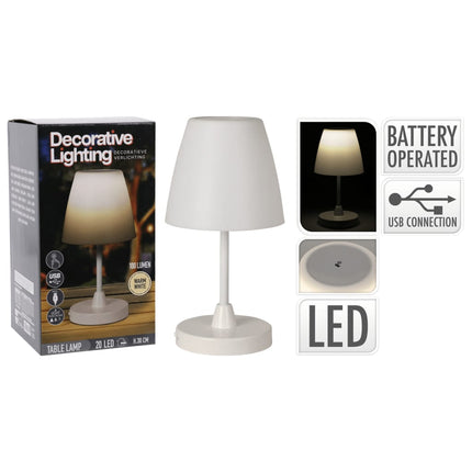 Lampada da Tavolo a LED Ricaricabile Bianca 13x30 cm