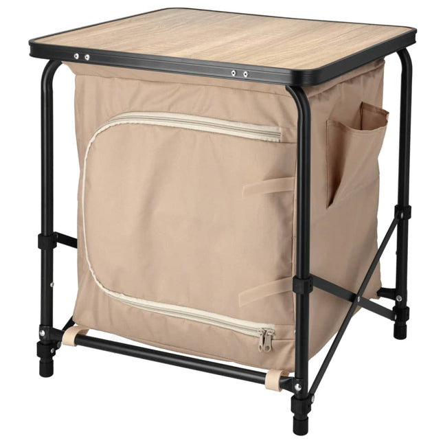 Tavolo da Campeggio con Credenza Beige 48x48x53,5 cm