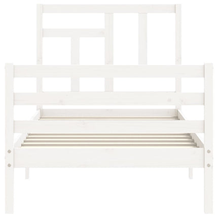 Giroletto con Testiera Bianco 90x200 cm in Legno Massello