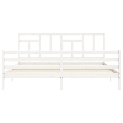 Giroletto con Testiera Bianco 200x200 cm in Legno Massello
