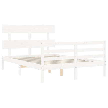 Giroletto con Testiera Bianco 140x190 cm in Legno Massello