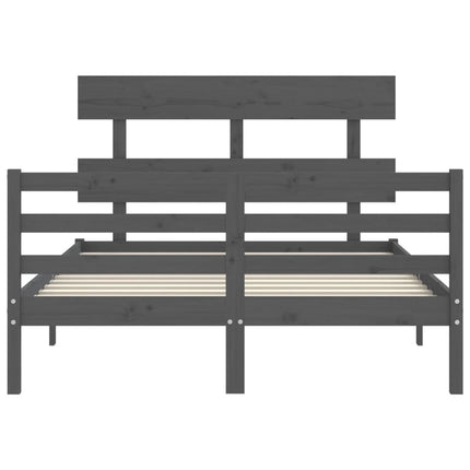 Giroletto con Testiera Grigio 140x190 cm in Legno Massello