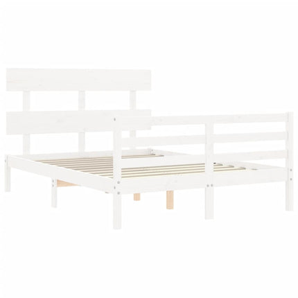 Giroletto con Testiera Bianco 140x200 cm in Legno Massello