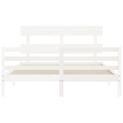 Giroletto con Testiera Bianco 160x200 cm Legno Massello