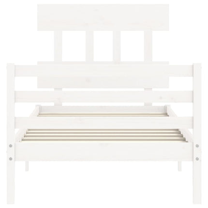 Giroletto con Testiera Bianco Single in Legno Massello