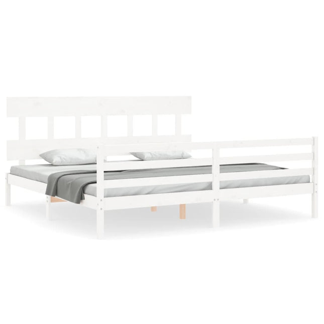 Giroletto Testiera Bianco Super King Size in Legno Massello