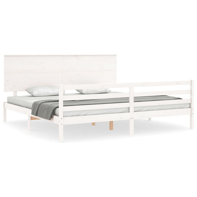 Giroletto Testiera Bianco Super King Size in Legno Massello