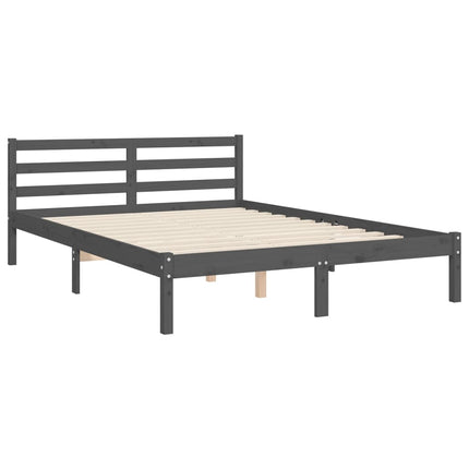 Giroletto con Testiera Grigio 140x190 cm in Legno Massello