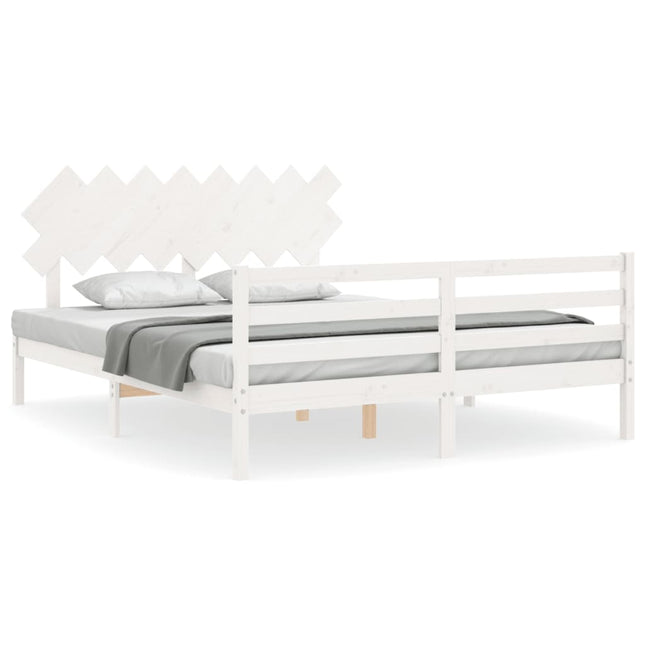 Giroletto con Testiera Bianco 160x200 cm Legno Massello