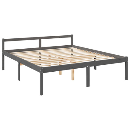 Letto per Anziani con Testiera Grigio 200x200 cm Legno Massello