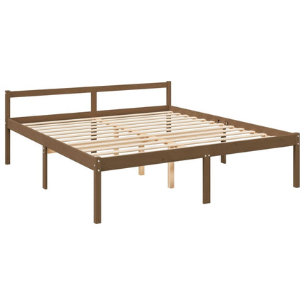 Letto Anziani senza Materasso Ambrato 200x200cm Legno Massello