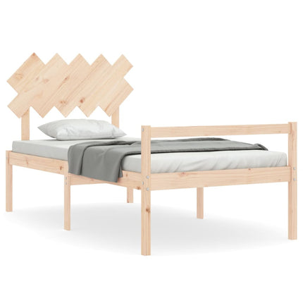Letto per Anziani con Testiera 100x200 cm in Legno Massello