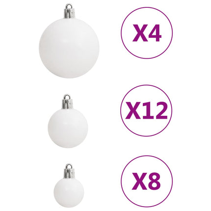 Set Palline di Natale 111 pz Bianco e Grigio in Polistirene
