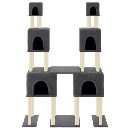 Albero per Gatti con Tiragraffi in Sisal Grigio Scuro 199 cm