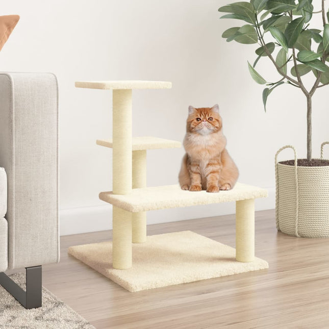 Albero per Gatti con Tiragraffi in Sisal Crema 61 cm