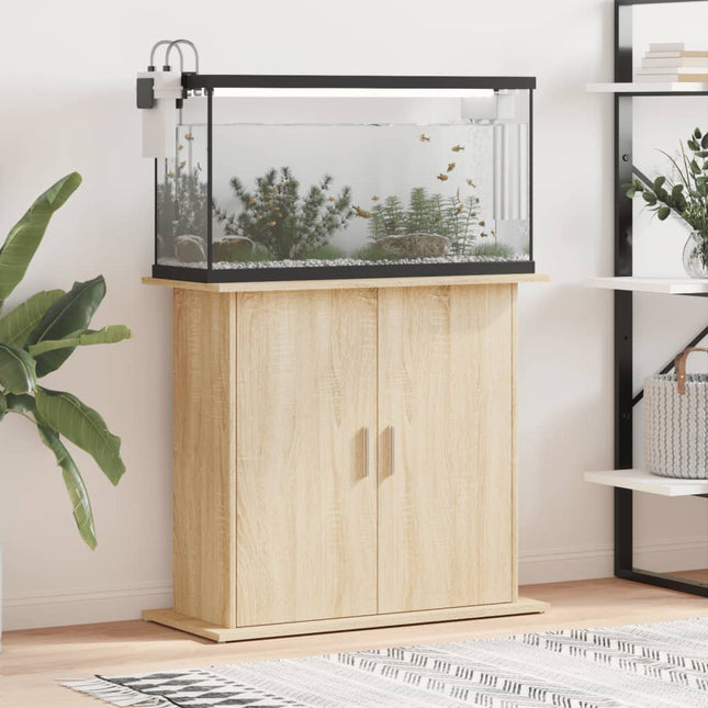 Supporto Acquario 81x36x73cm in Legno Multistrato Rovere Sonoma