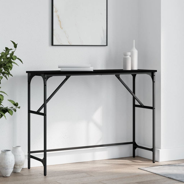Tavolino Consolle Nero 100x32x75 cm in Legno Multistrato