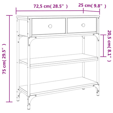Tavolino Consolle Rovere Marrone 72,5x25x75cm Legno Multistrato