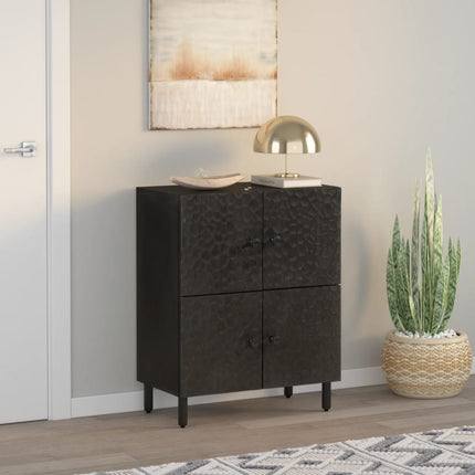Credenza Nera 60x33x75 cm in Legno Massello di Mango