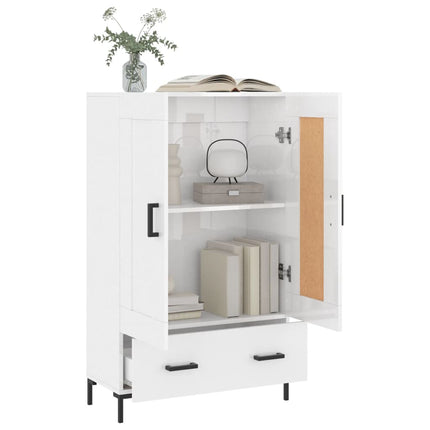 Credenza Bianco Lucido 69,5x31x115 cm in Legno Multistrato
