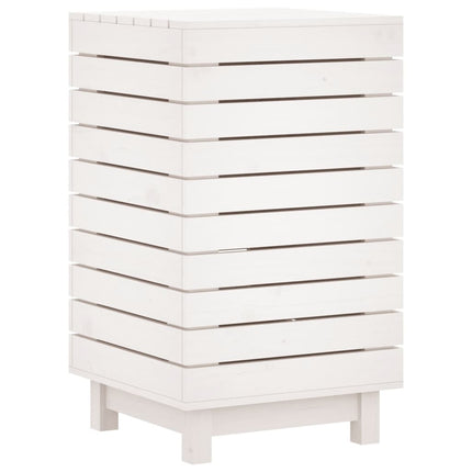 Cesto per Bucato Bianco 44x44x76 cm Legno Massello Pino