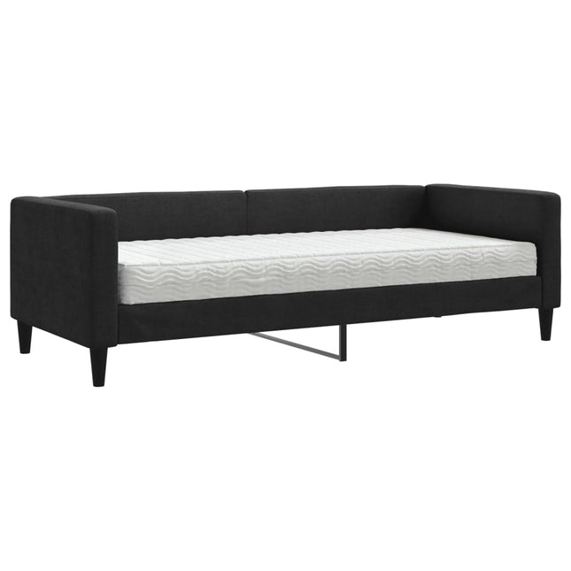 Divano Letto con Materasso Nero 80x200 cm in Tessuto