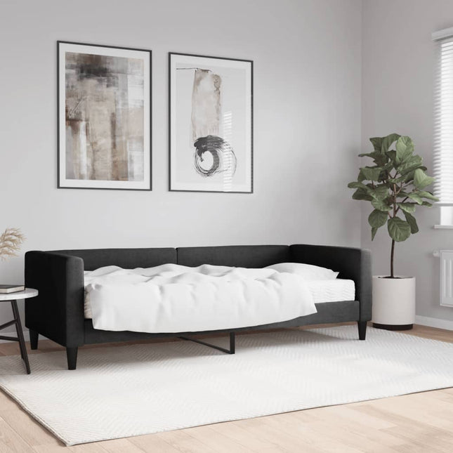 Divano Letto con Materasso Nero 80x200 cm in Tessuto