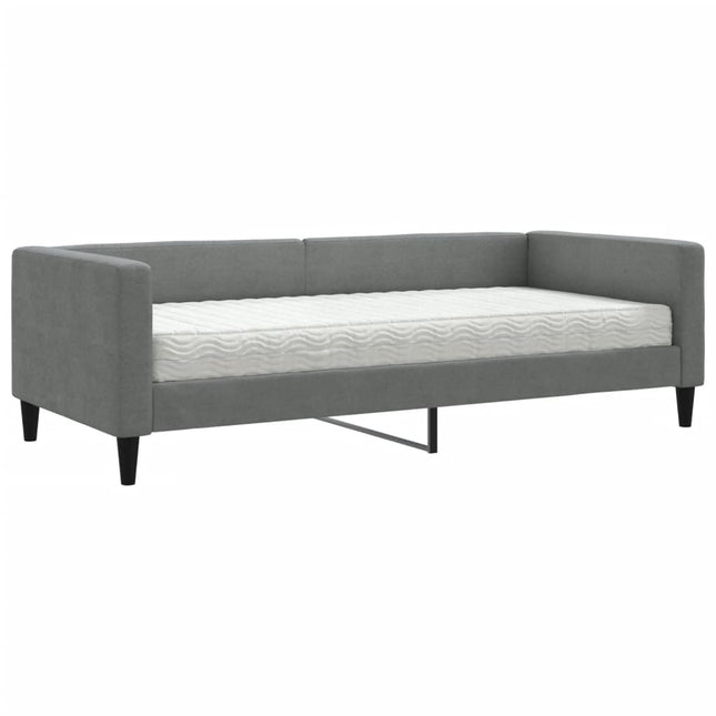 Divano Letto con Materasso Grigio Scuro 90x200 cm in Tessuto