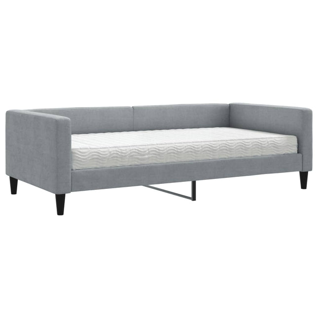 Divano Letto con Materasso Grigio Chiaro 100x200 cm in Tessuto