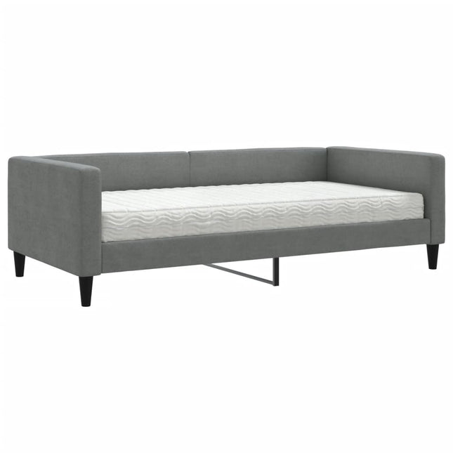 Divano Letto con Materasso Grigio Scuro 100x200 cm in Tessuto