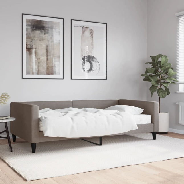 Divano Letto con Materasso Tortora 100x200 cm in Tessuto