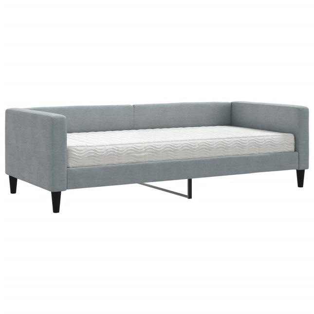 Divano Letto con Materasso Grigio Chiaro 90x190 cm in Tessuto