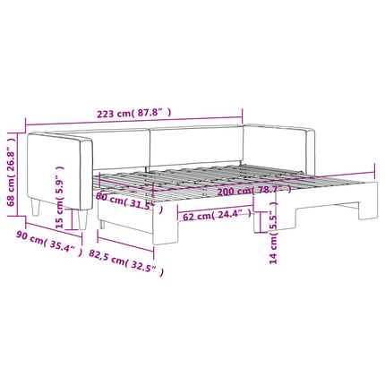 Divano Letto con Letto Estraibile Grigio Scuro 80x200 Tessuto