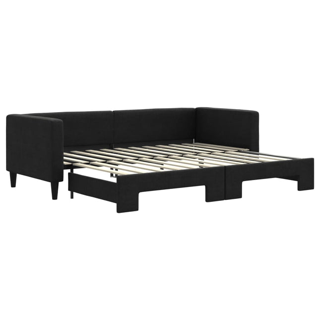 Divano Letto con Letto Estraibile Nero 80x200 Tessuto