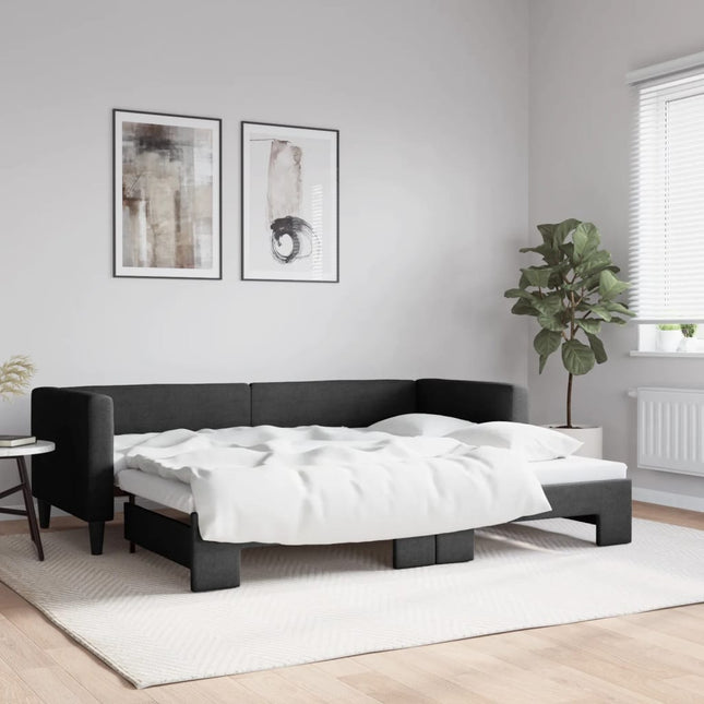 Divano Letto con Letto Estraibile Nero 80x200 Tessuto